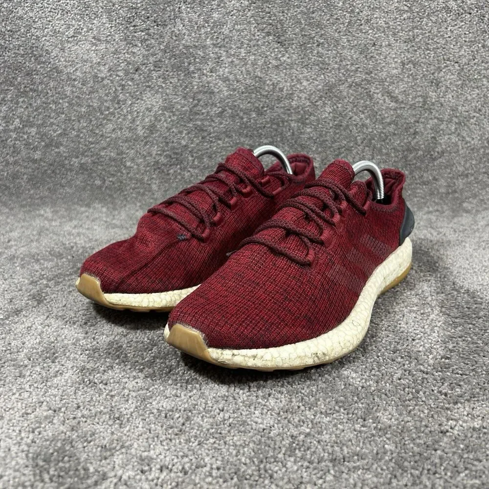 Adidas PureBoost BA8895 Mens Size 10.5 Burgundy Red Athletic Running Shoes Used